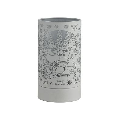 7" Touch Lamp/oil Burner/wax Warmer-white Snowman Family