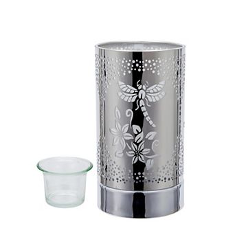 7" Touch Lamp/oil Burner/wax Warmer - Silver Dragonfly