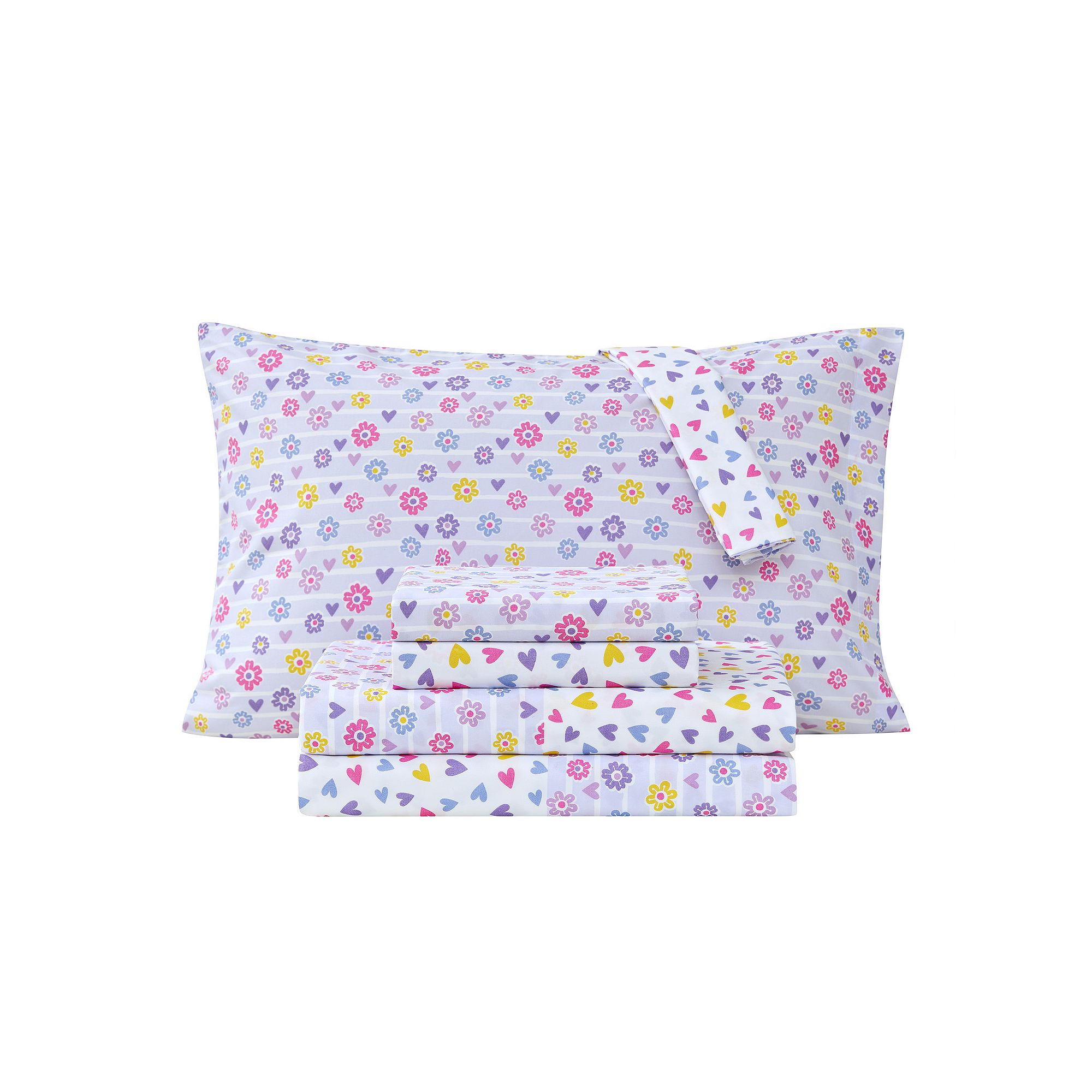 Turnstyle 6-Piece Reversible Sheet Set, Purple Floral
