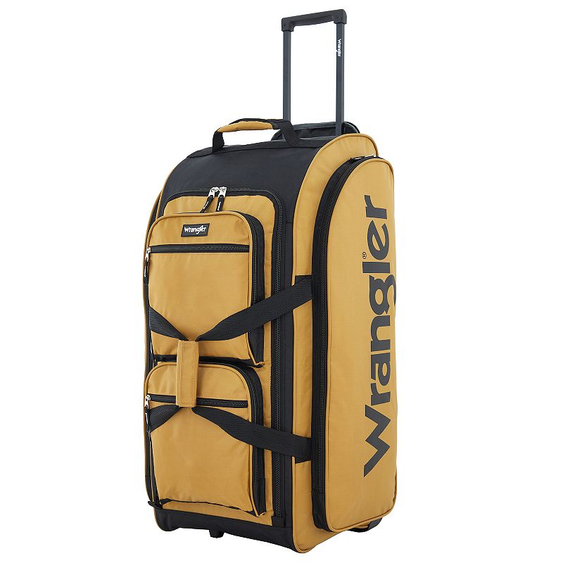 Wrangler Auburn Hills 30-Inch Multi-Pocket Softside Rolling Upright Duffel Bag, Ambergold