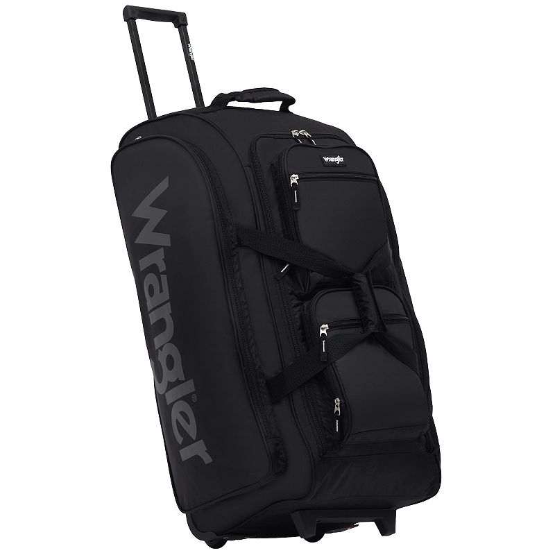 Wrangler Auburn Hills 30-Inch Multi-Pocket Softside Rolling Upright Duffel Bag, Black