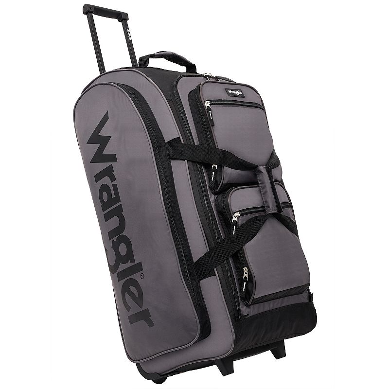 Wrangler Auburn Hills 30-Inch Multi-Pocket Softside Rolling Upright Duffel Bag, Gray