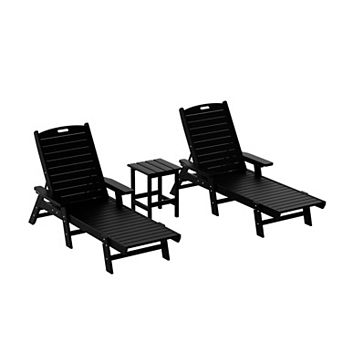 Westintrends Poly Reclining Chaise Lounges With Table Set