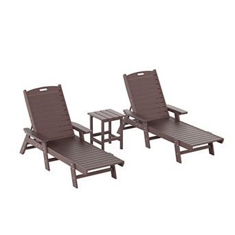 Westintrends Poly Reclining Chaise Lounges With Table Set