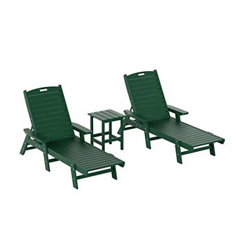 Westintrends Poly Reclining Chaise Lounges With Table Set