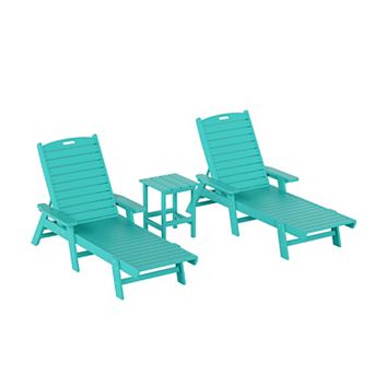 Westintrends Poly Reclining Chaise Lounges With Table Set