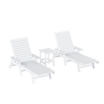 Westintrends Poly Reclining Chaise Lounges With Table Set