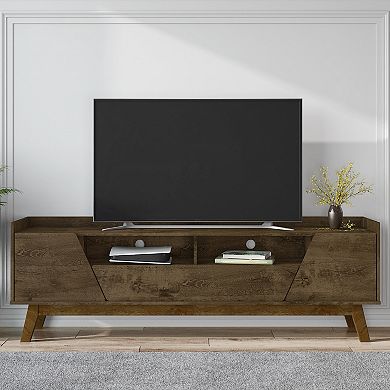 MANHATTAN COMFORT Marcus Solid Wood Mid-Century Modern TV Stand