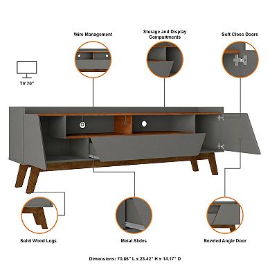 MANHATTAN COMFORT Marcus Solid Wood Mid-Century Modern TV Stand