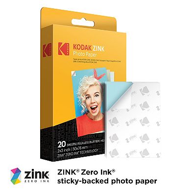 Kodak Zink Photo Paper 2x3"(20 Sheets) Compatible With Printomatic, Smile & Step Cameras & Printers