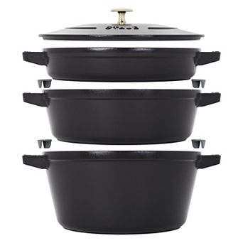 Staub Cast Iron Set 4 pc Stackable Space-saving Cookware Set