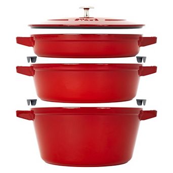Staub Cast Iron Set 4 pc Stackable Space-saving Cookware Set