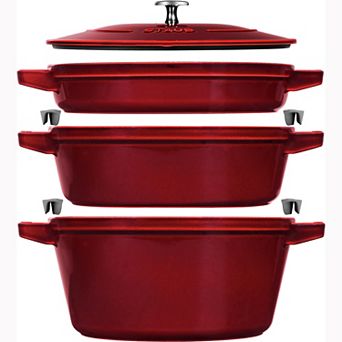 Staub Cast Iron Set 4 pc Stackable Space-saving Cookware Set