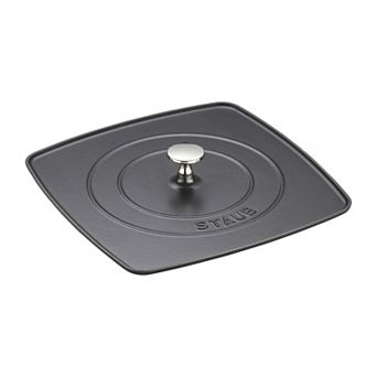 Staub Cast Iron 10.3-inch Square Grill Press - Matte Black (fits 12-inch Grill Pan)