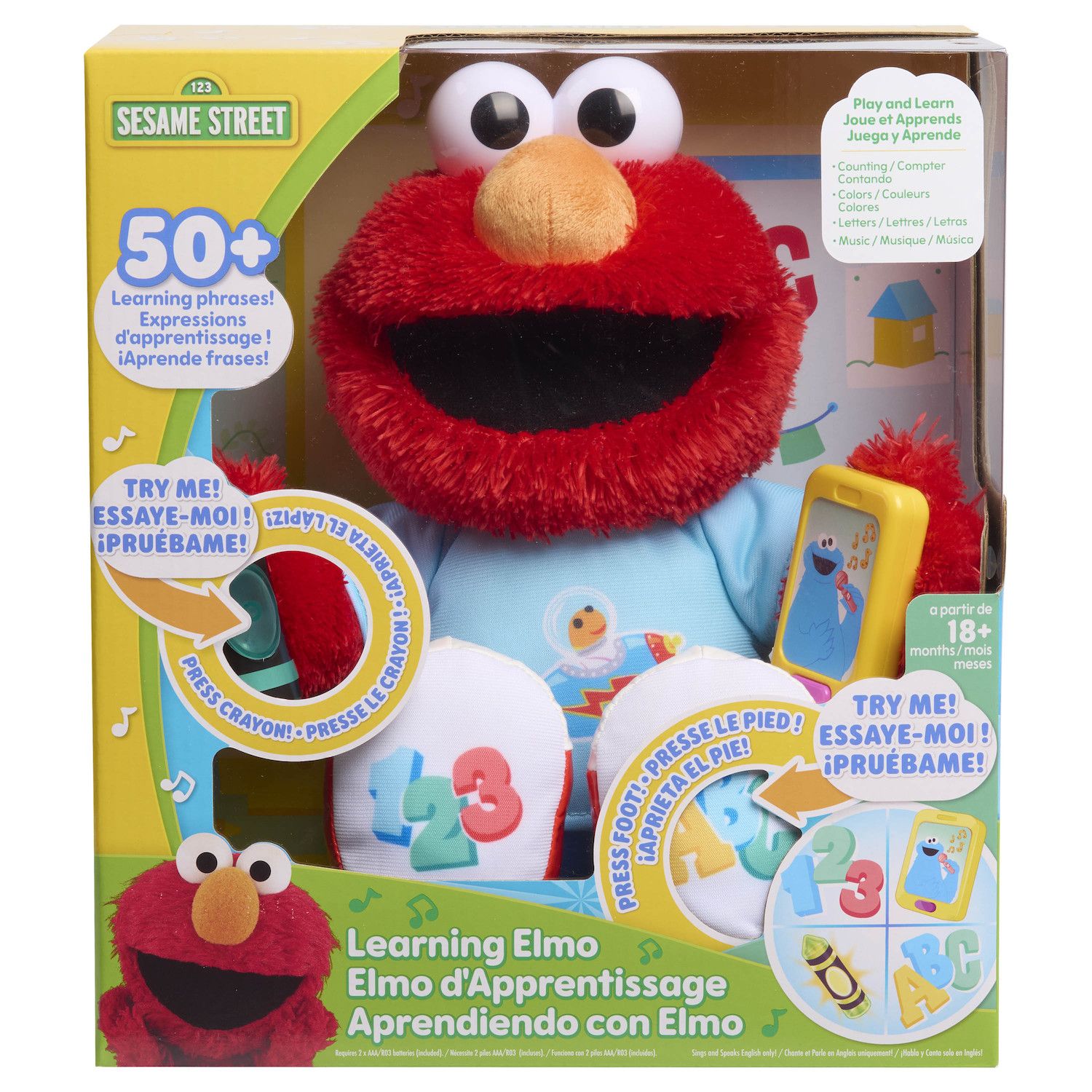 Детские мягкие игрушки Just Play Sesame Street Plush Learning Elmo
