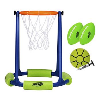 Franklin Sports NERF Floating Pool Basketball Hoop & Football Target Net Set
