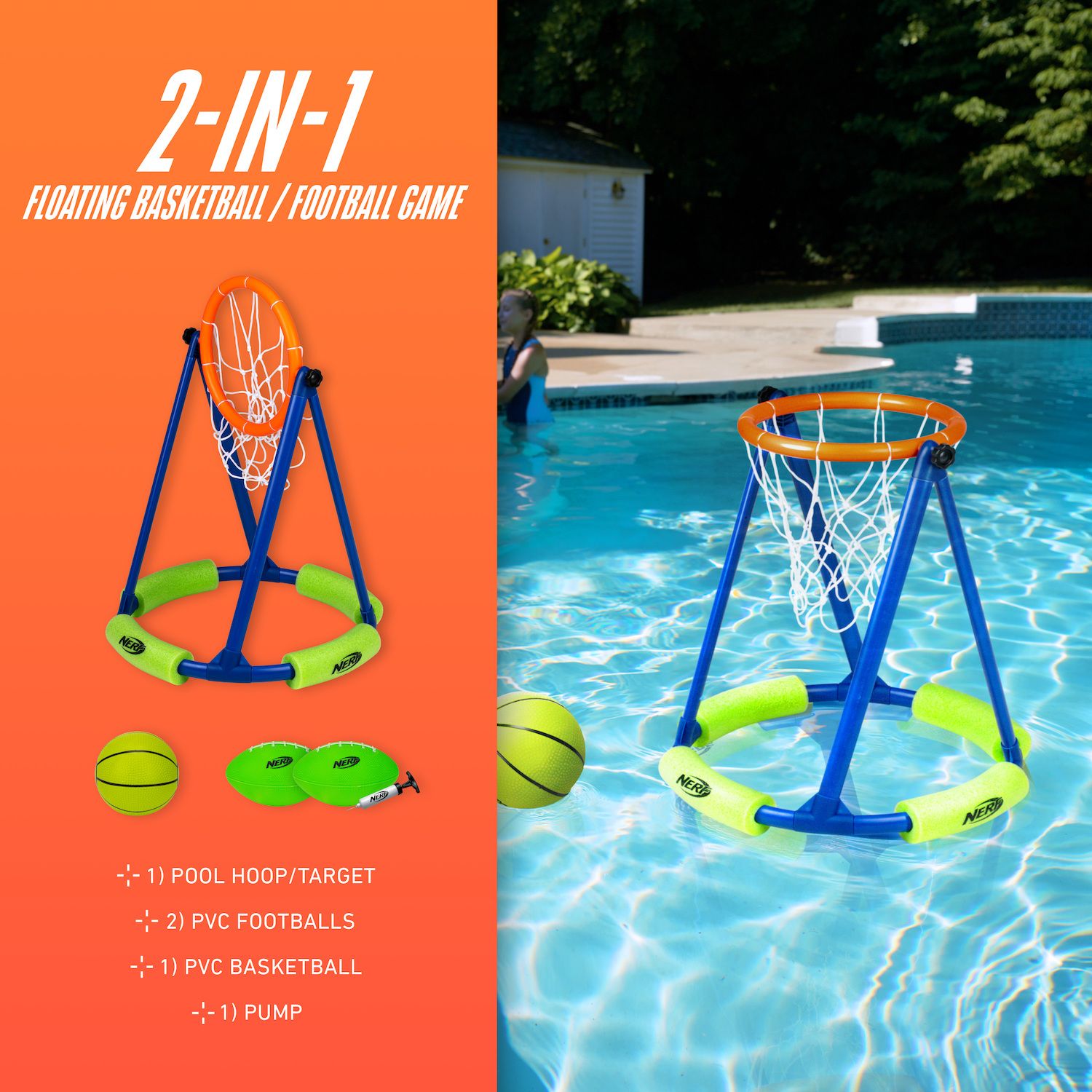 Pool Toys For Kids Ages 8-12 NERF Floating Pool Basketball Hoop