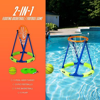 Franklin Sports NERF Floating Pool Basketball Hoop & Football Target Net Set 