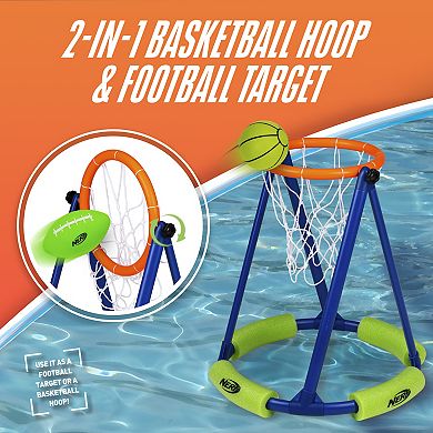 Franklin Sports NERF Floating Pool Basketball Hoop & Football Target Net Set 