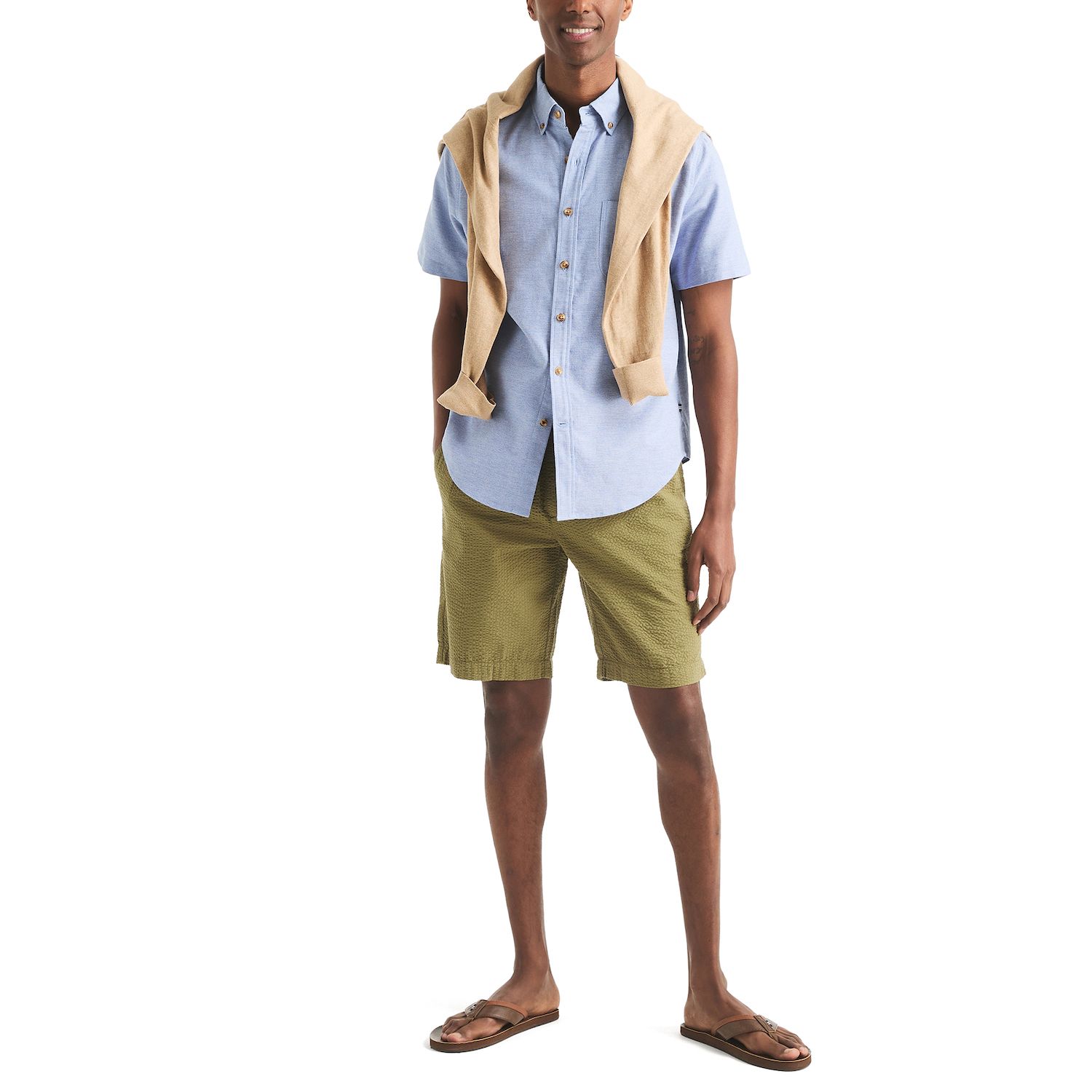 T-Shirt Uomo Nautica A Maniche Corte - Slim Fit Scollo A V - Tinta Unita - Cotone Elasticizzato