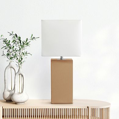 Elegant Designs 21" Modern Leather Wrapped Table Lamp