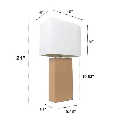 Elegant Designs 21" Modern Leather Wrapped Table Lamp