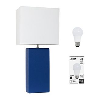 Elegant Designs 21" Modern Leather Wrapped Table Lamp