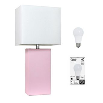 Elegant Designs 21" Modern Leather Wrapped Table Lamp