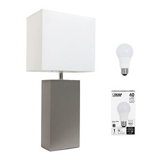 Elegant Designs 21" Modern Leather Wrapped Table Lamp