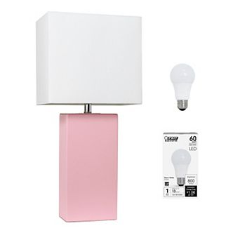 Elegant Designs 21" Modern Leather Wrapped Table Lamp