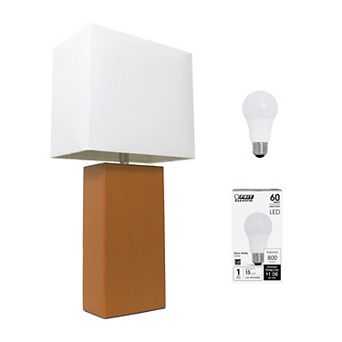 Elegant Designs 21" Modern Leather Wrapped Table Lamp