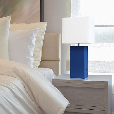 Elegant Designs 21" Modern Leather Wrapped Table Lamp
