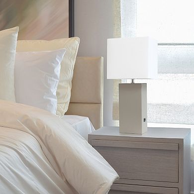 Elegant Designs 21" Modern Leather Wrapped Table Lamp