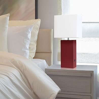 Elegant Designs 21" Modern Leather Wrapped Table Lamp