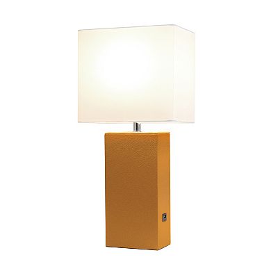 Elegant Designs 21" Modern Leather Wrapped Table Lamp