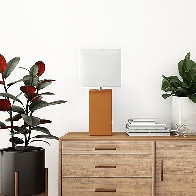 Elegant Designs 21" Modern Leather Wrapped Table Lamp