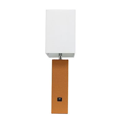 Elegant Designs 21" Modern Leather Wrapped Table Lamp
