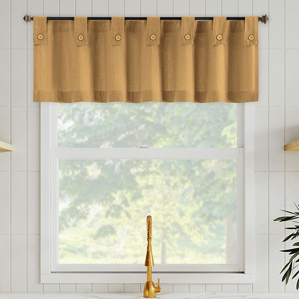 Archaeo Cotton Blend Button Tab Top Cafe Curtain Valance - Camel