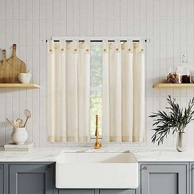 Archaeo Cotton Blend Button Tab Top Cafe Curtain Set