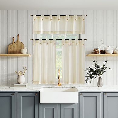 Archaeo Cotton Blend Button Tab Top Cafe Curtain Set