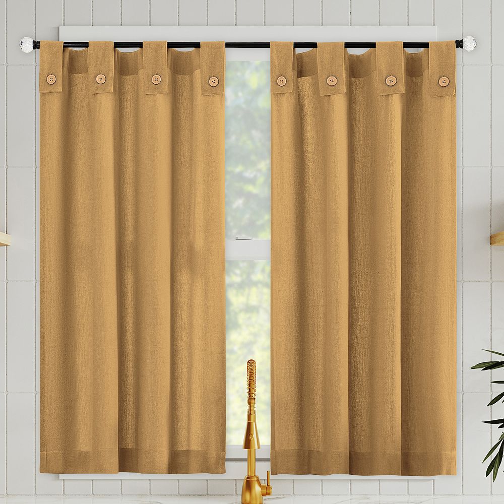 Archaeo Cotton Blend Button Tab Top Cafe Curtain Set