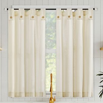 Archaeo Cotton Blend Button Tab Top Cafe Curtain Set