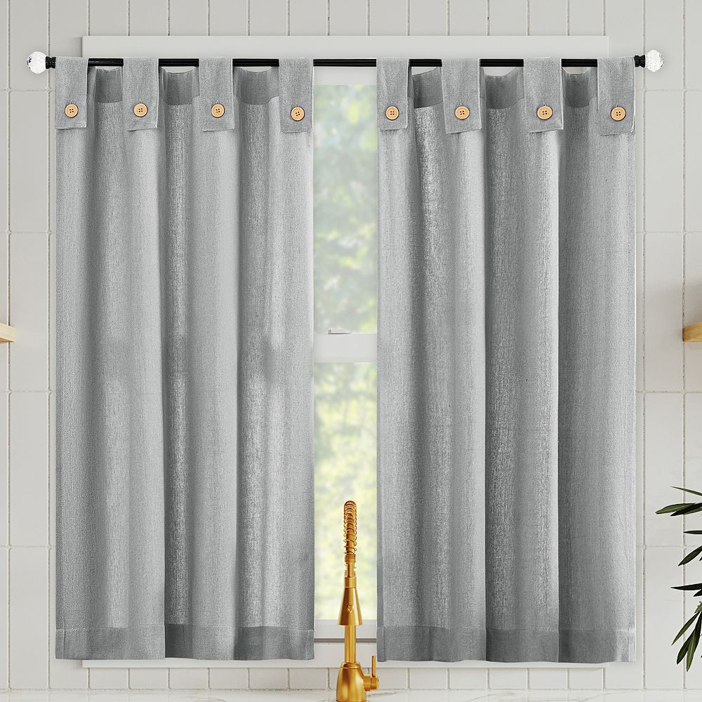 Archaeo Cotton Blend Button Tab Top Cafe Curtain Set