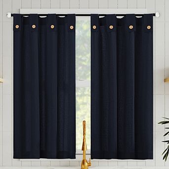 Archaeo Cotton Blend Button Tab Top Cafe Curtain Set