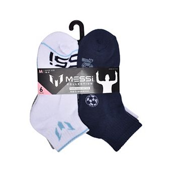 Kids' Messi Collection 6 pk Lockup Cushioned Cotton Quarter Socks