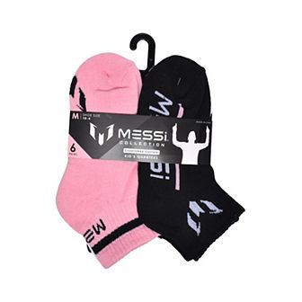 Kids' Messi Collection 6 pk Lockup Cushioned Cotton Quarter Socks