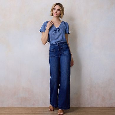 Women's LC Lauren Conrad Super High Rise Wide Leg Denim Trousers