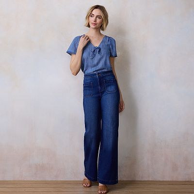 Women's LC Lauren Conrad Super High Rise Wide Leg Denim Trousers