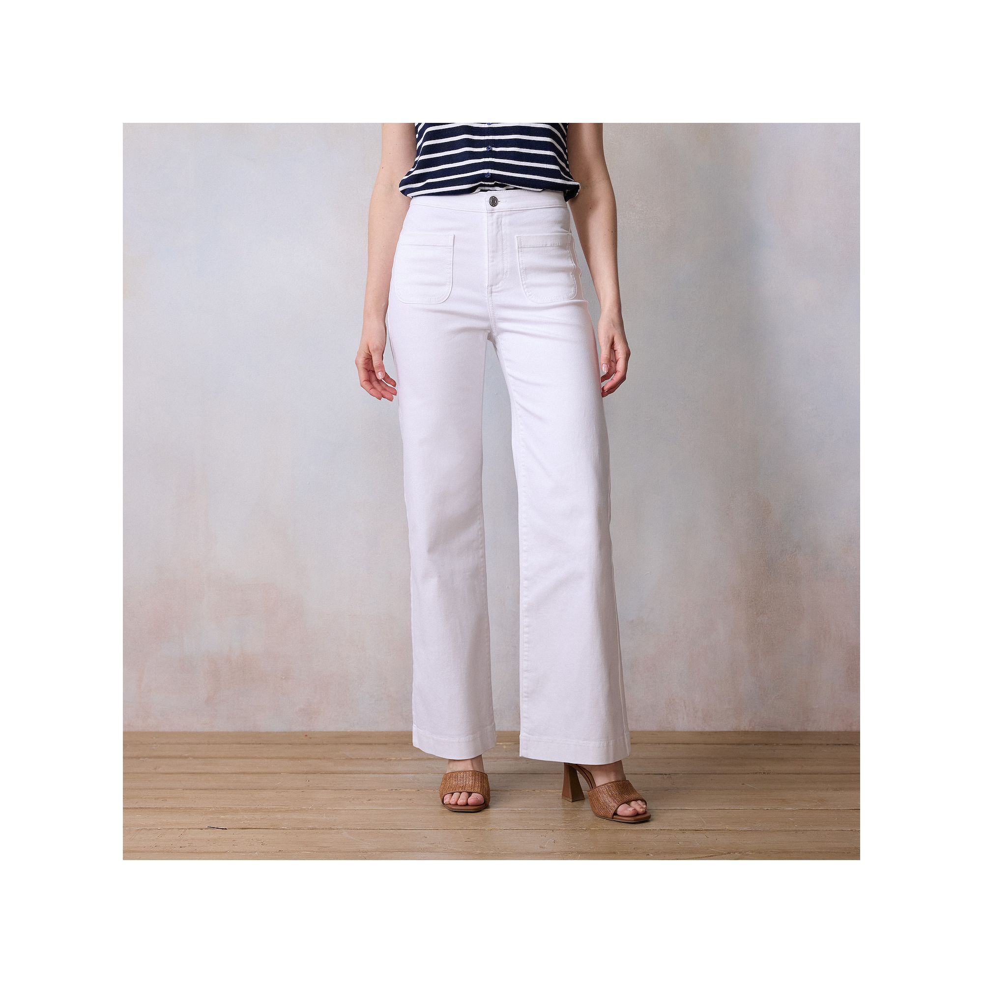 Womens LC Lauren Conrad Super High Rise Wide Leg Denim Trousers, Size: 6 T