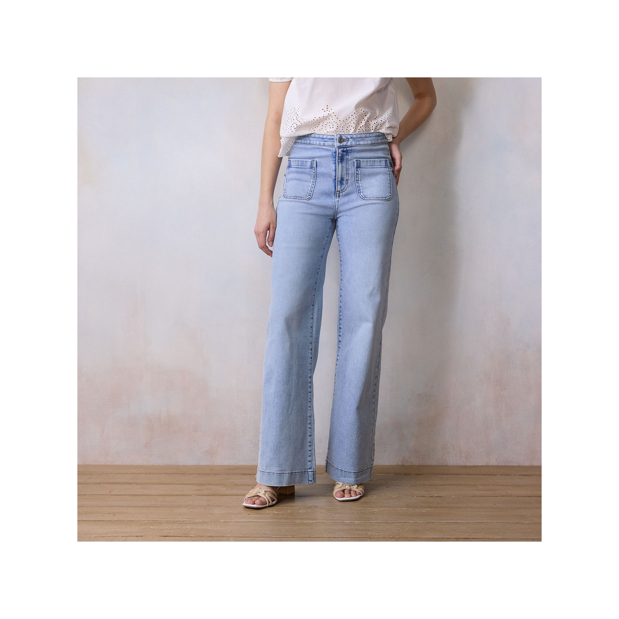 Womens LC Lauren Conrad Super High Rise Wide Leg Denim Trousers, Size: 0 T